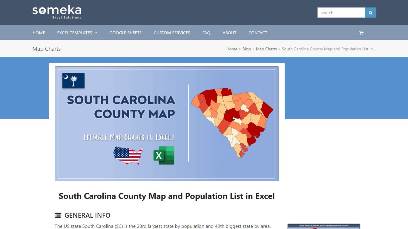 South Carolina County Map and Population List in Excel - Someka